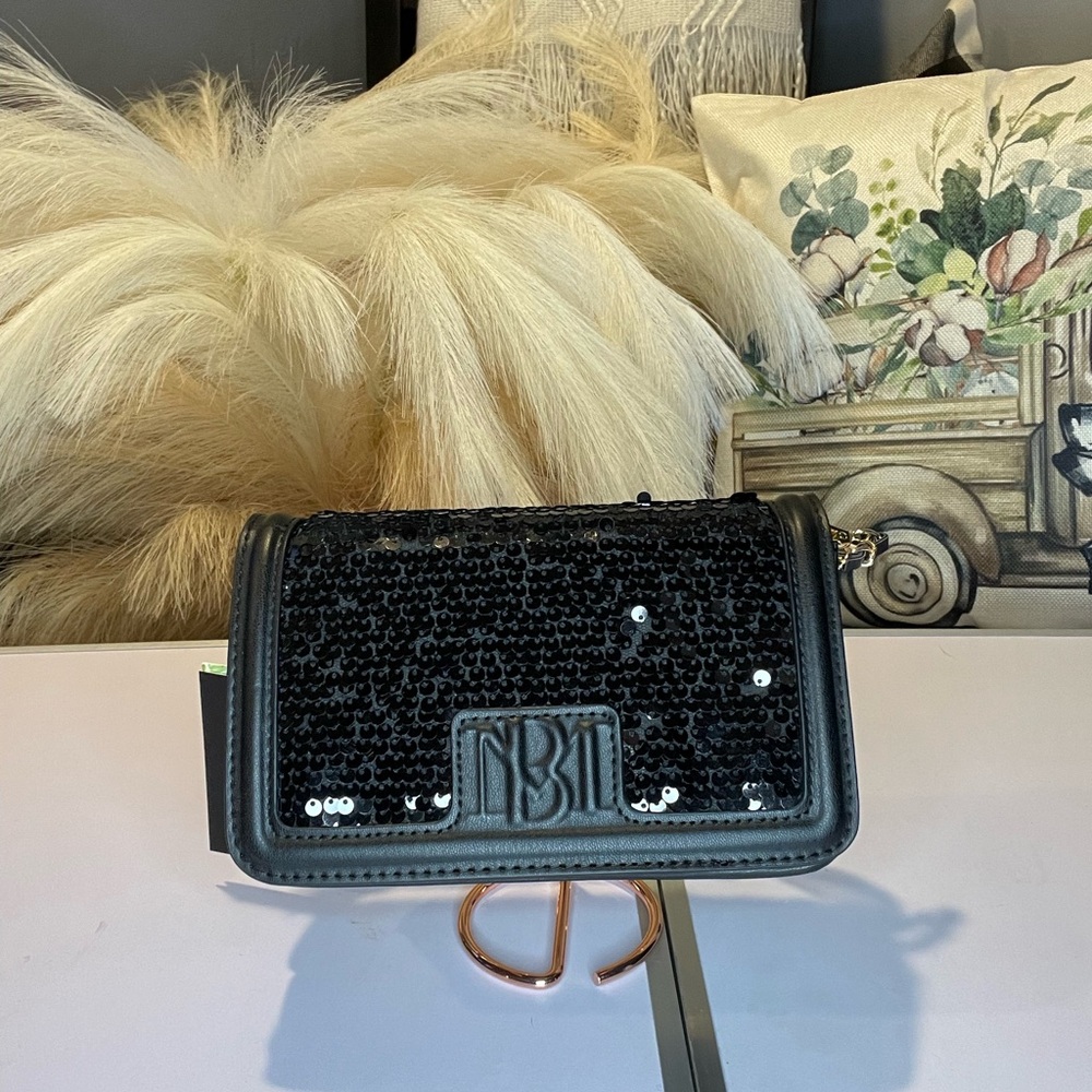 NWT Badgley Mischka Black Sequin Crossbody